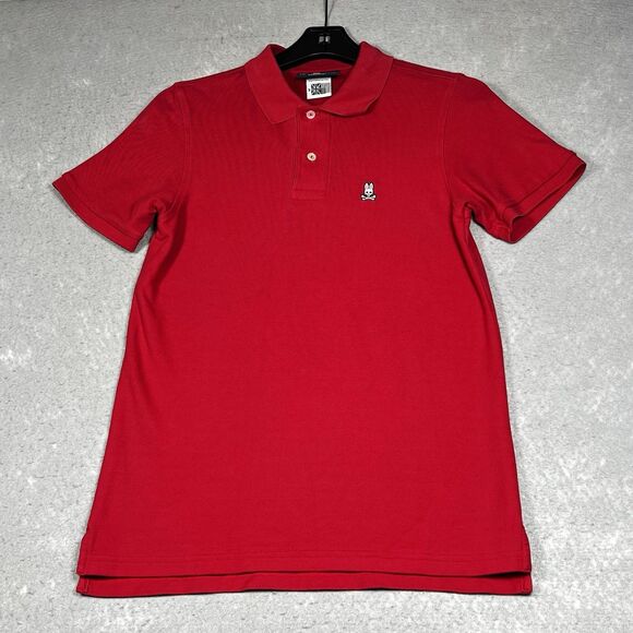 Psycho Bunny Polo Shirt Mens Size 3 Small Red Logo Embroidered Shorts Sleeve - Picture 1 of 11